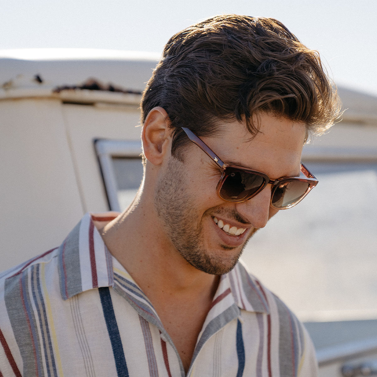 man wearing Paso Robles Knockaround sunglasses