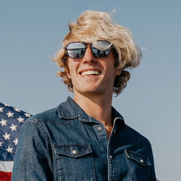 Man wearing Knockaround Midnight Ink Pacific Palisades Sunglasses