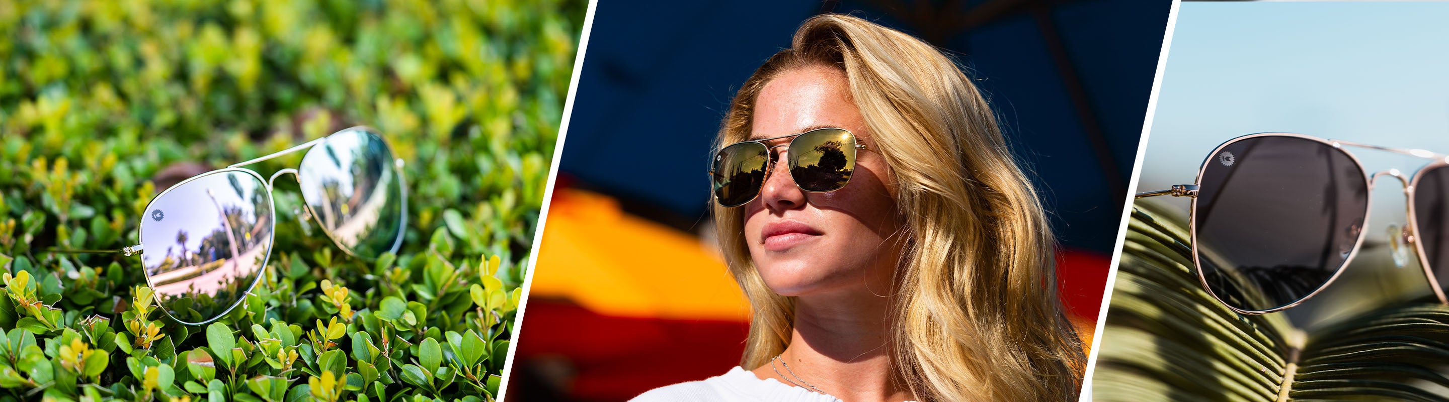 Aviator Sunglasses for Women, lifestyle photos of Mile High sunglasses and woman wearing Mount Evans