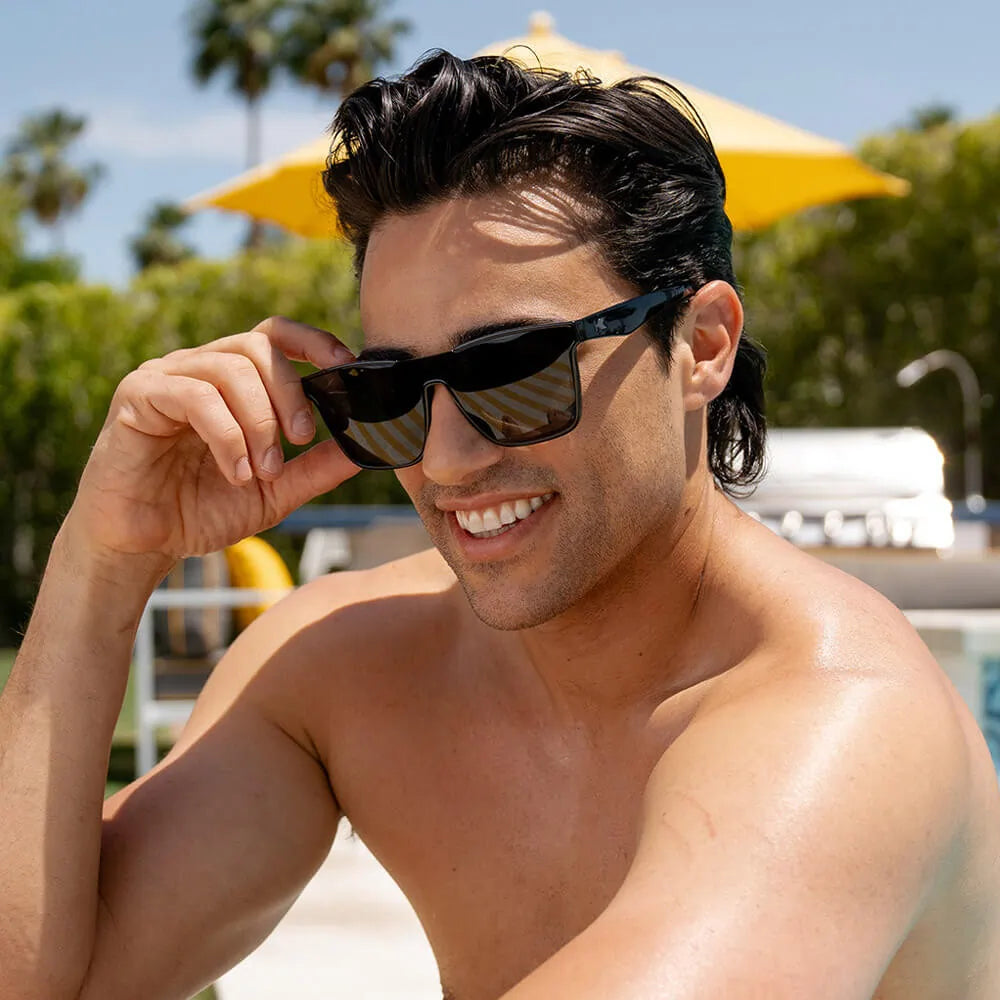 Man wearing Piano Black Afters sunglasses
