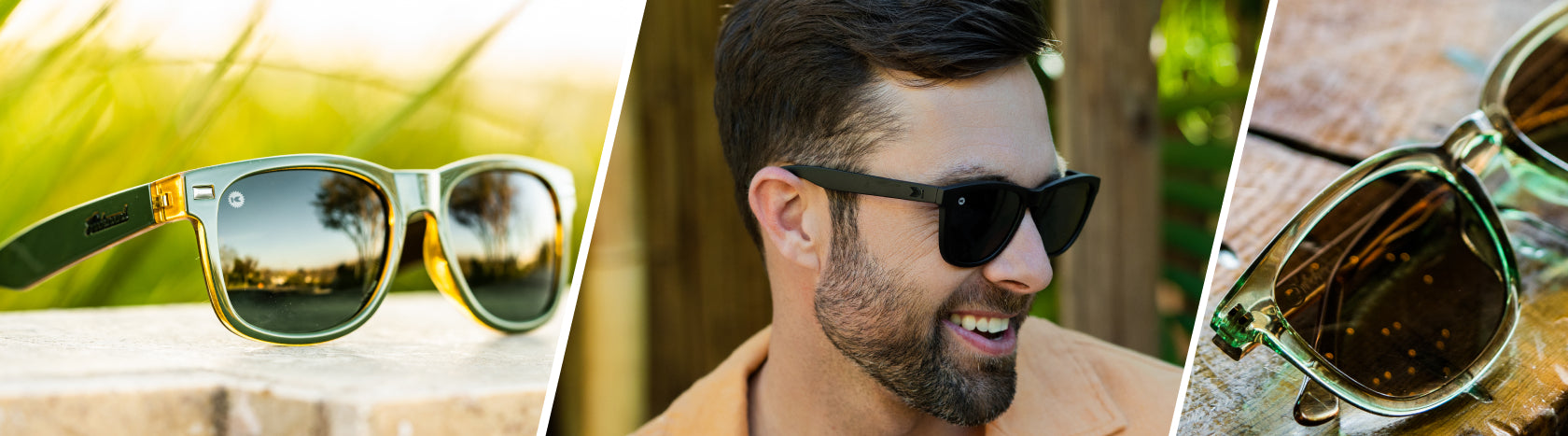 Best Sunglasses for Oval Faces. Lifestyle photo of Coyote Calls Fort Knocks and Aged Sage / Amber Paso Robles Sunglasses