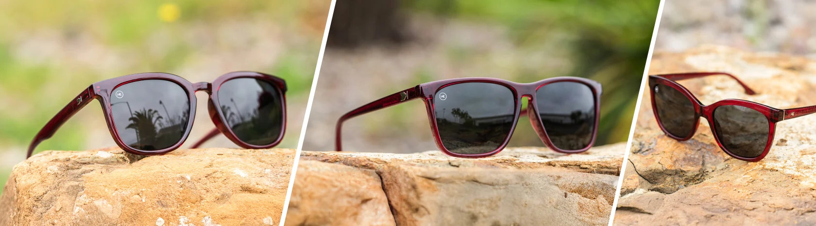 Black Cherry Sunglasses. Lifestyle photo of Black Cherry Paso Robles, Black Cherry Fast Lanes and Black Cherry Deja Views Sunglasses