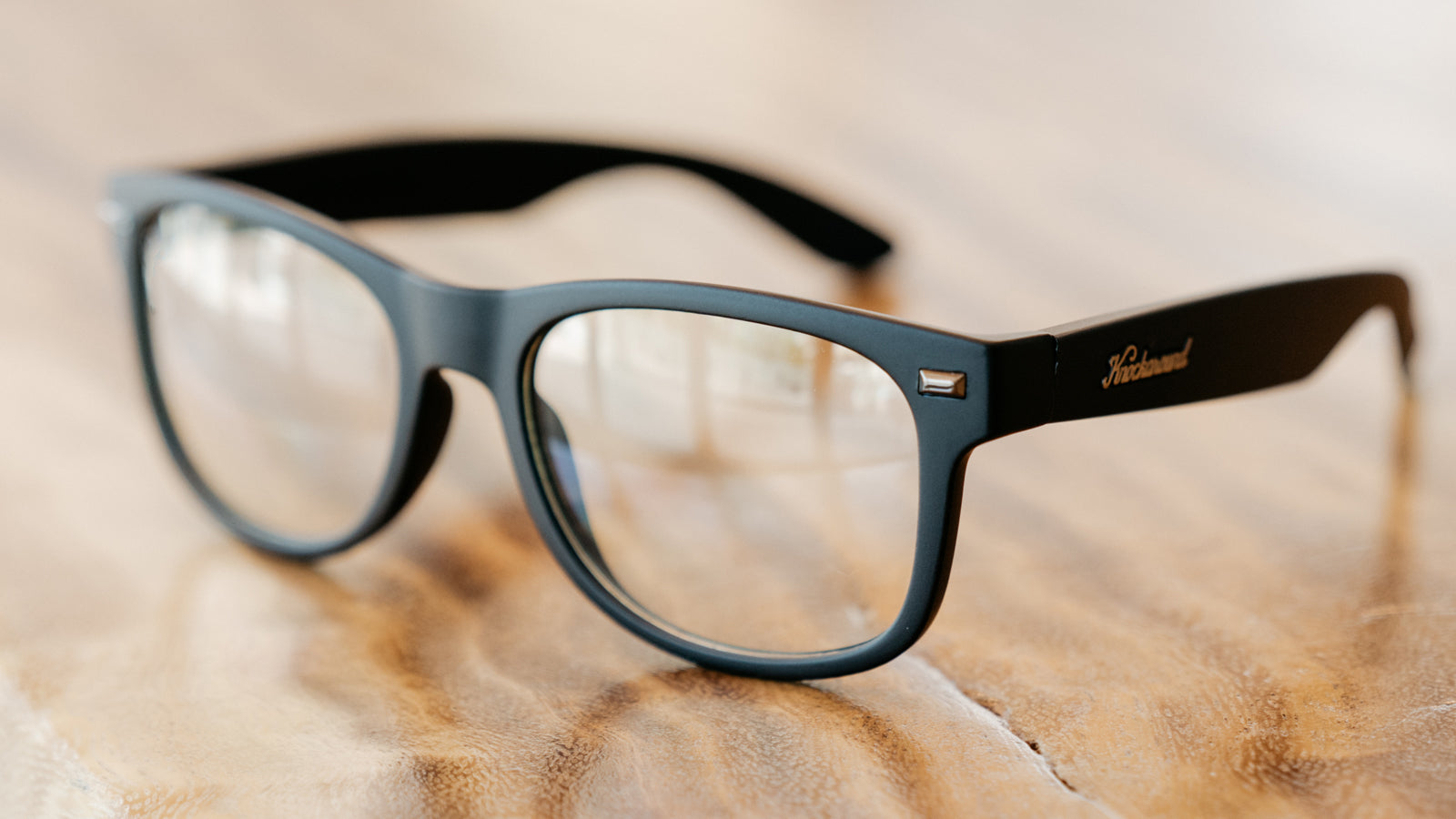 Black on Black Fort Knocks Prescription Sunglasses with Clear Lens, Lifestyle