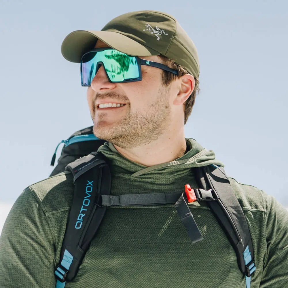 Men wearing Rubberized Navy / Mint Campeones Sunglasses
