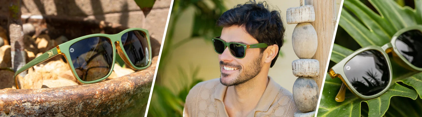 Coyote Calls. Lifestyle photo of Coyote Calls Fast Lanes and Paso Robles Sunglasses, Men wearing Coyote Calls Fort Knocks Sunglasses