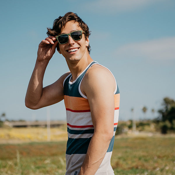 Man wearing Coyote Calls Fast Lanes Sunglasses