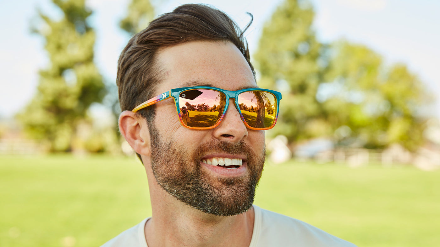 Man wearing Desert Fast Lanes Sport Sunglasses