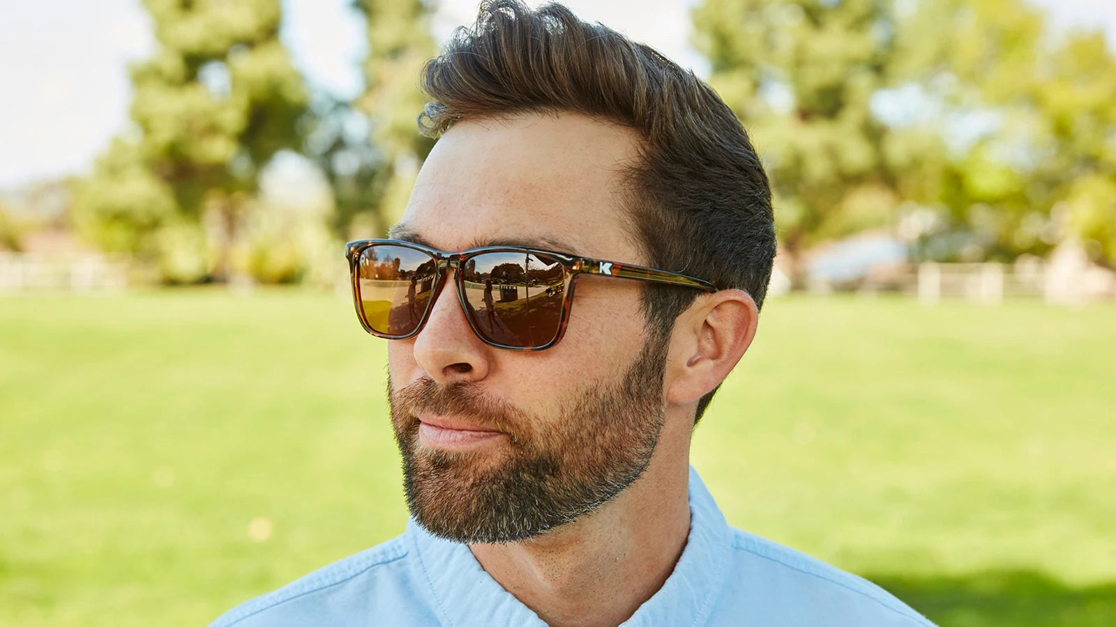 Men wearing Glossy Tortoise Shell / Amber Fast Lanes Sunglasses