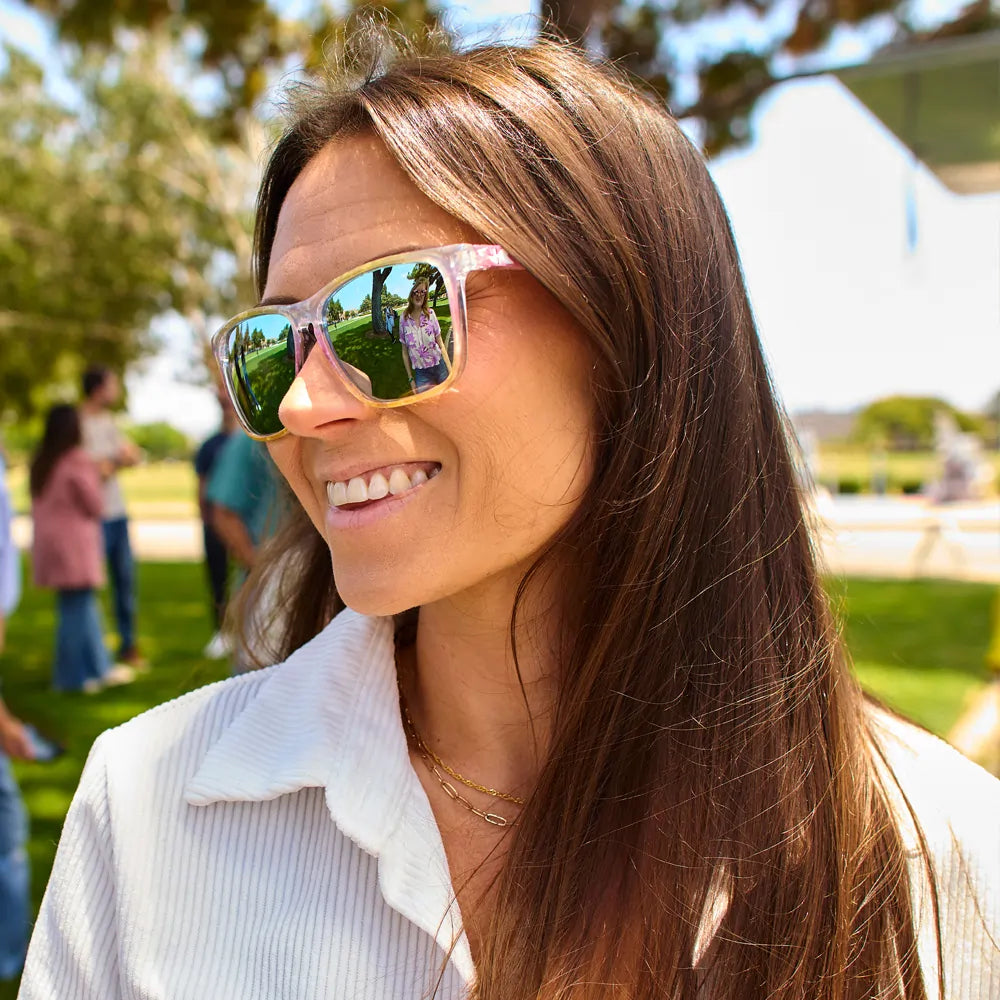 Women wearing Rainbow Sno-Cone Fast Lanes Sunglasses