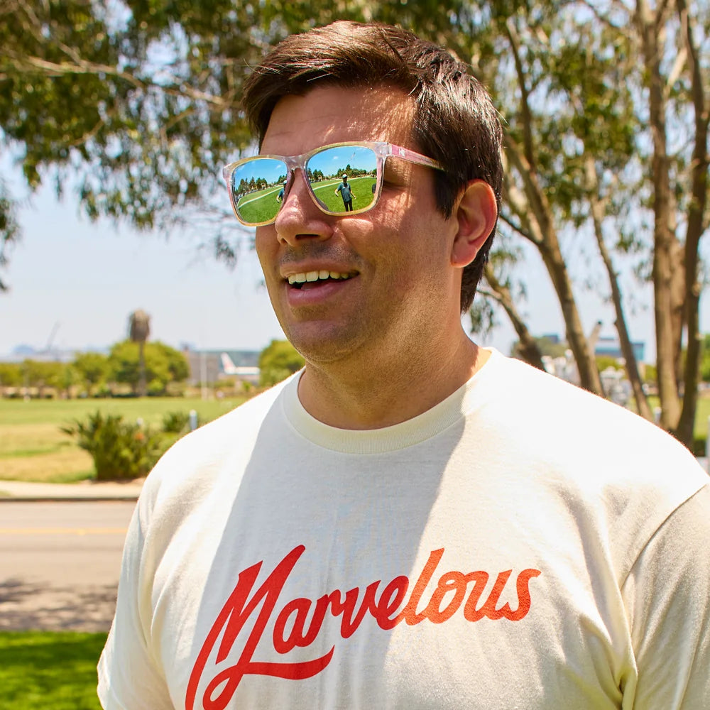 Men wearing Rainbow Sno-Cone Fast Lanes Sunglasses