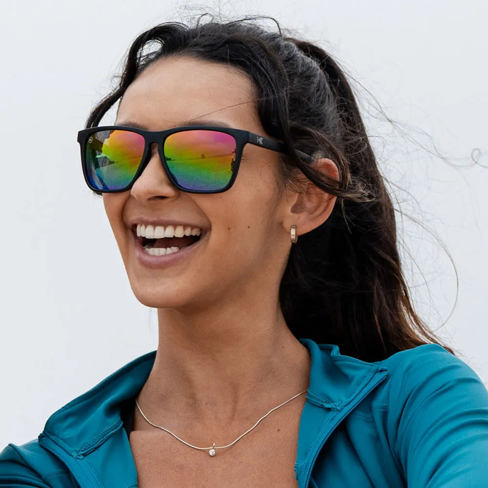 Lifestyle photo of Rainbow on Black Fast Lanes Sport Sunglasses
