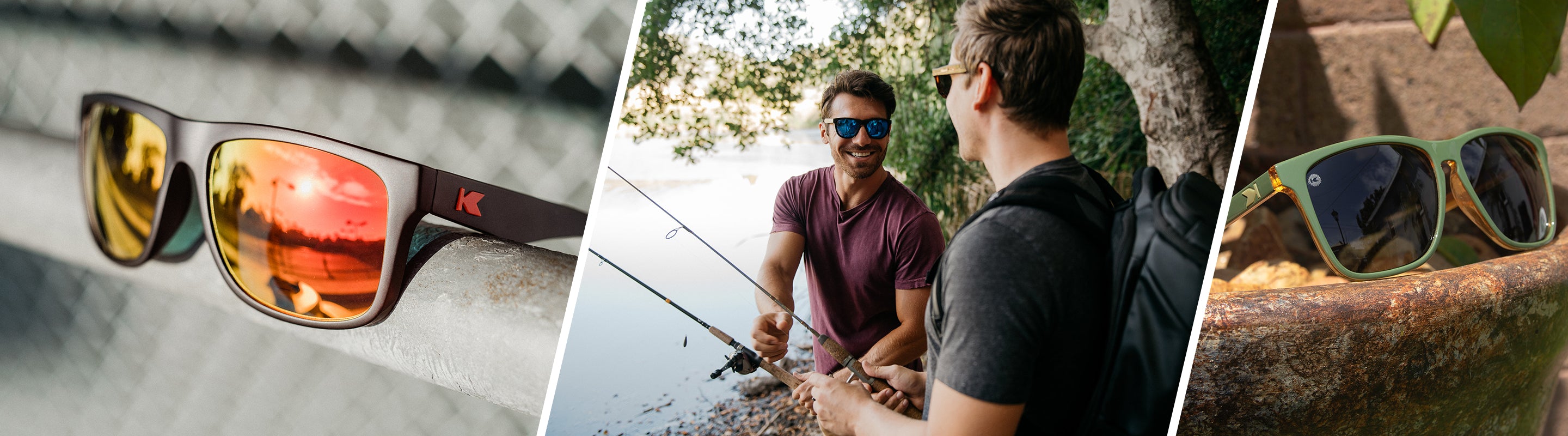 Two men fishing while wearing Knockaround sunglasses