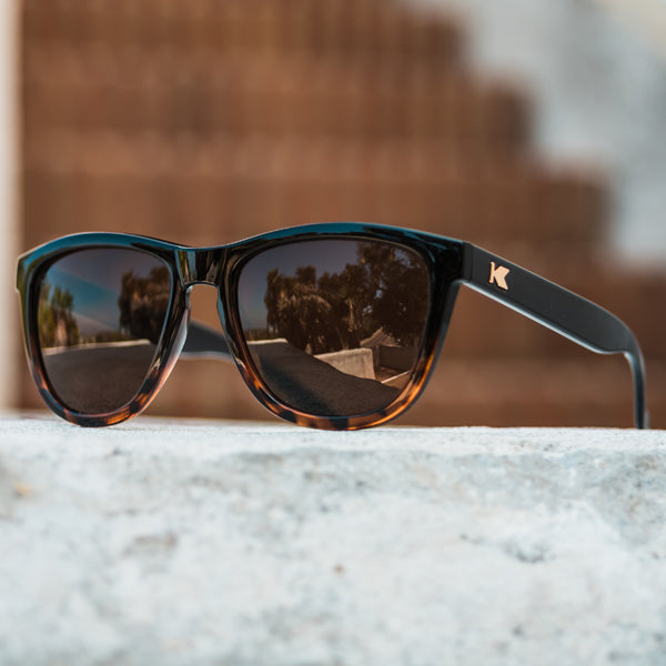 Glossy Black and Tortoise Shell Fade / Amber Premiums Sunglasses, Lifestyle