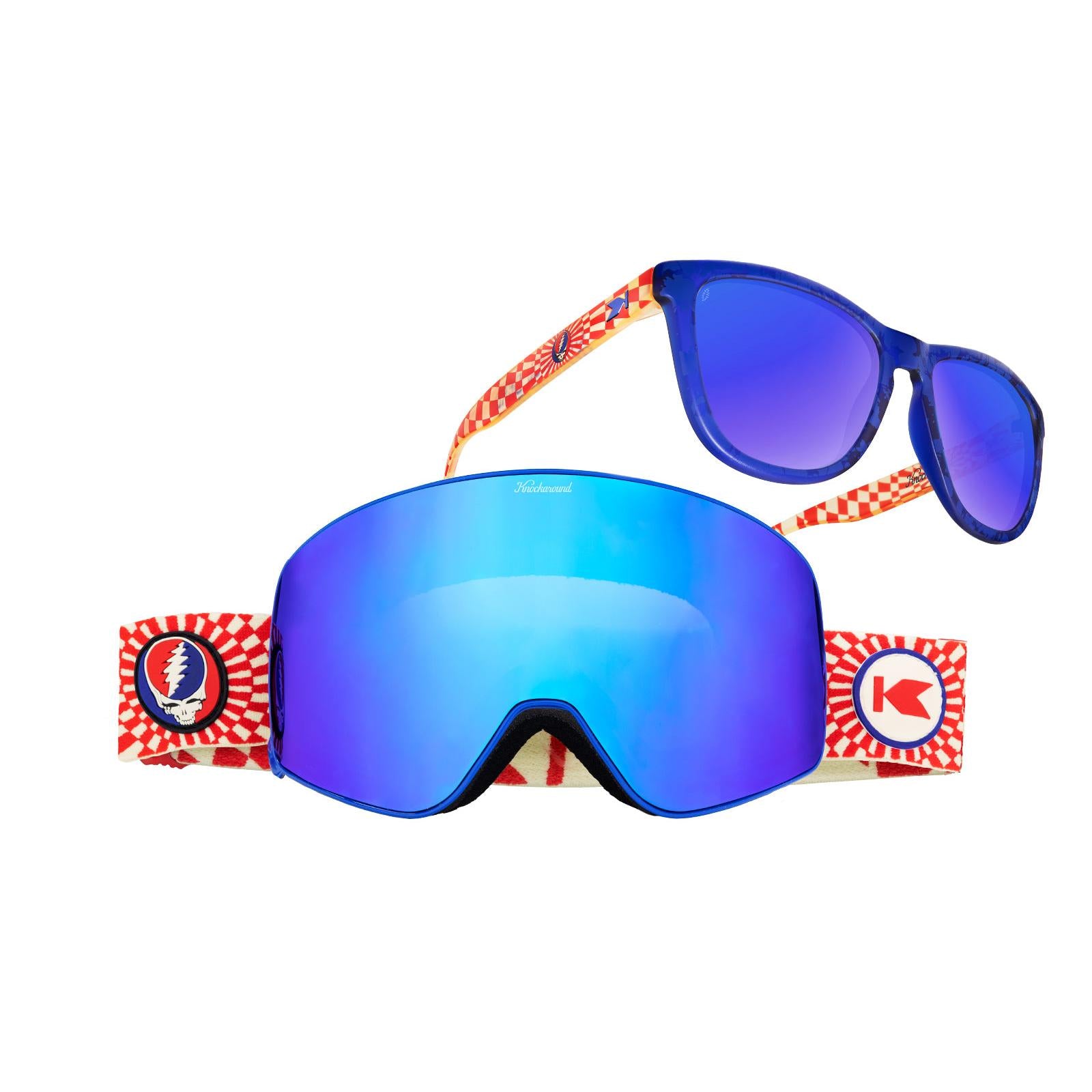 Grateful Dead Steal Your Face Premiums Sunglasses and Slingshots Snow Goggles Bundle, Main