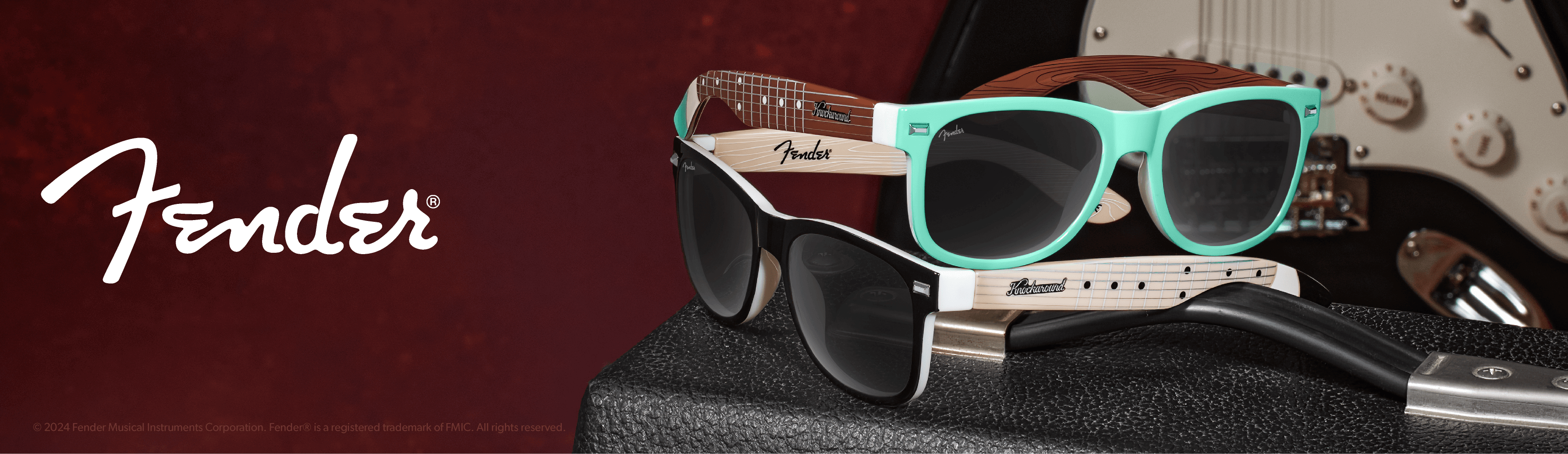 Knockaround x Fender® Stratocaster™. ⓒ 2024 Fender Musical Instruments Corporation. Fender® is a registered trademark of FMIC. All rights reserved.