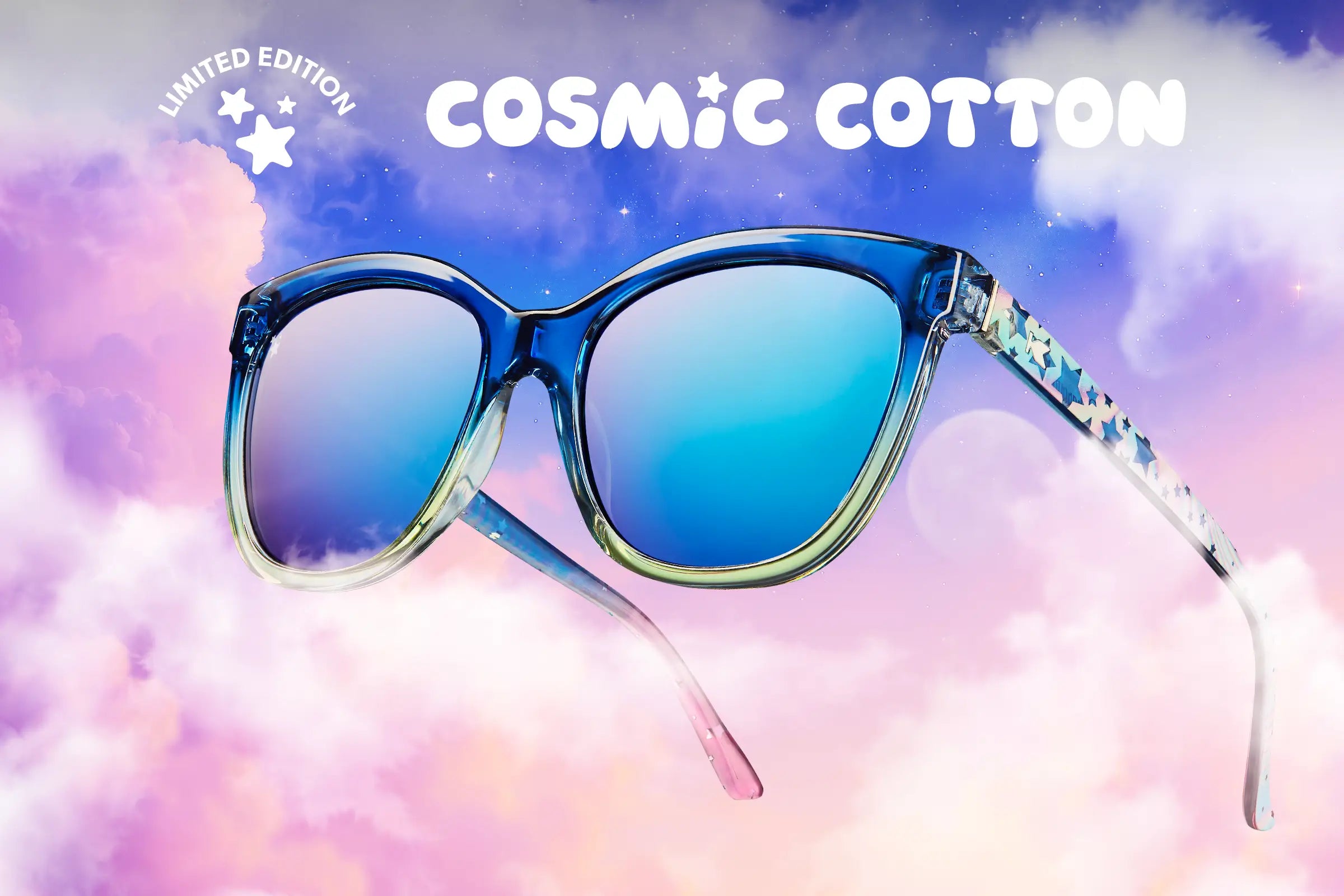 Limited Edition Cosmic Cotton Deja Views Sunglasses, Blurb Image