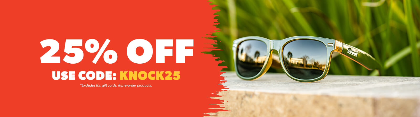 25% Off select sunglasses. Use Code at checkout