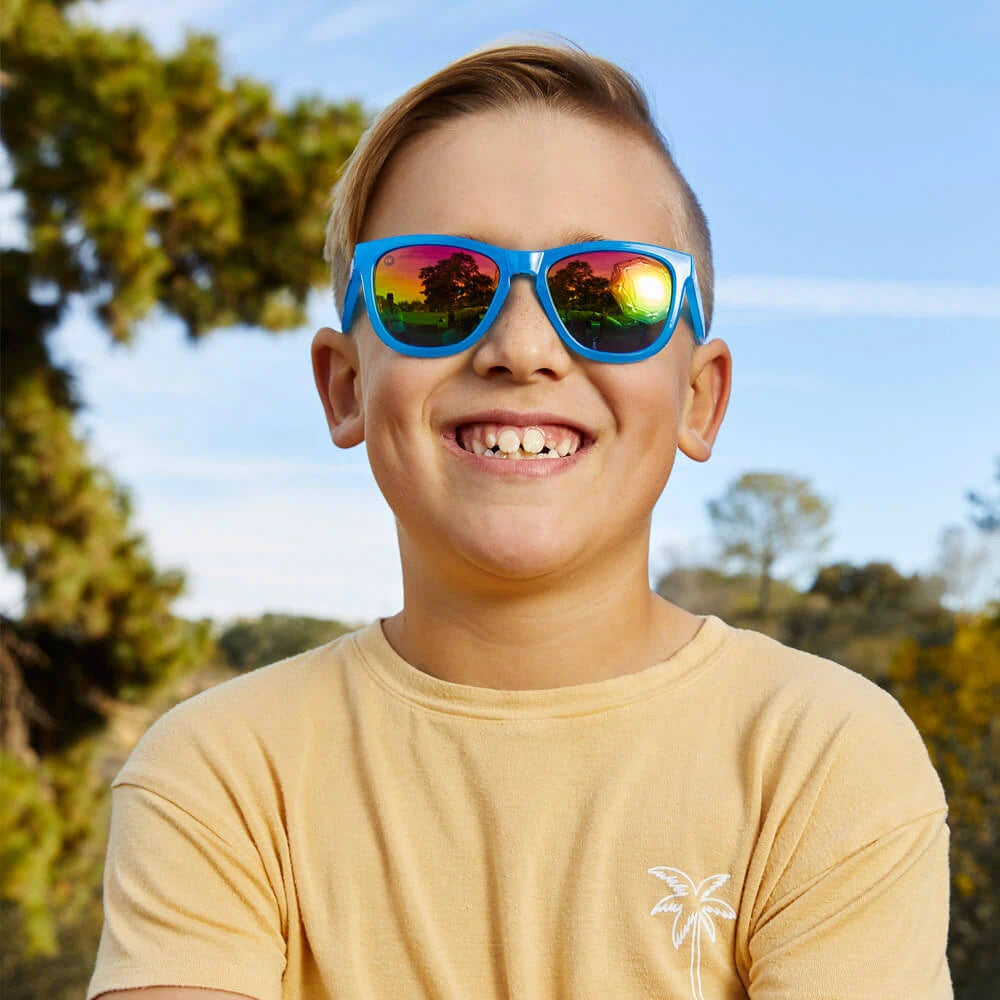 Boy wearing Rainbow Blues Kids Premiums Sunglasses