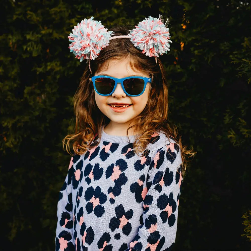 Girl wearing Rainbow Blues Kids Premiums Sunglasses