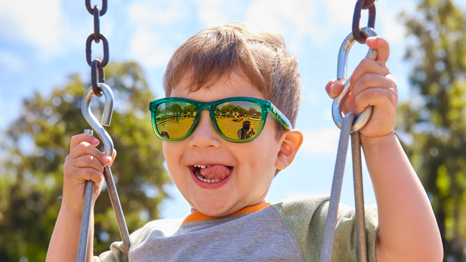 Male Kid Wearing Knockaround and Teenage Mutant Ninja Turtle Kids Premiums Sunglasses