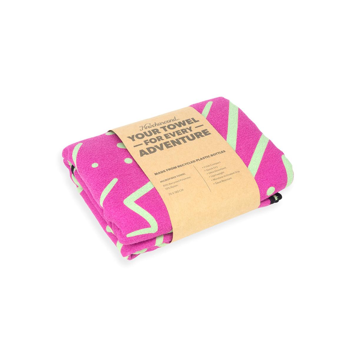 Knockaround Pink Zigs Beach Towel, Folded