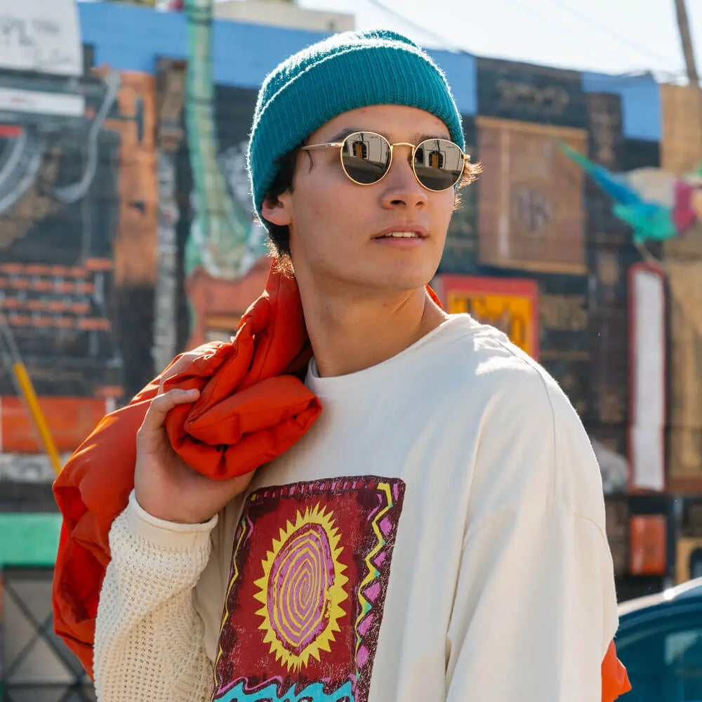 Men wearing Gold / Aviator Green Love & Haights Sunglasses