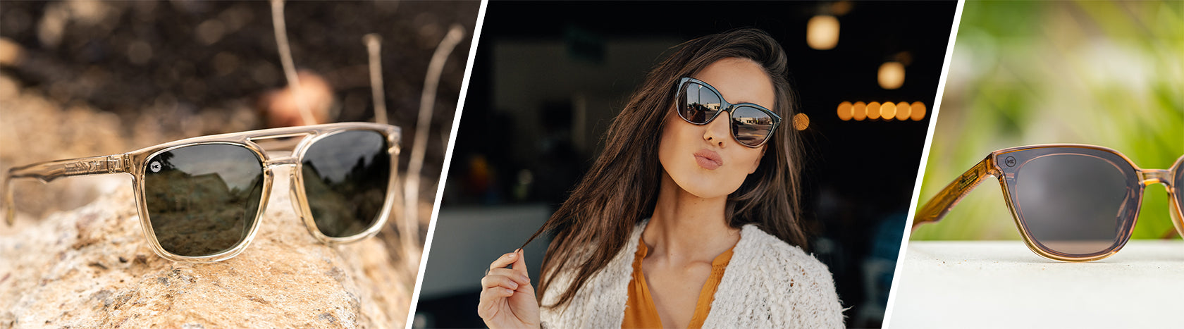 Lifestyle Photo of Brightsides and Cloud Catchers Rio Sunglasses, and Women wearing Deja Views Obsidian Sunglasses
