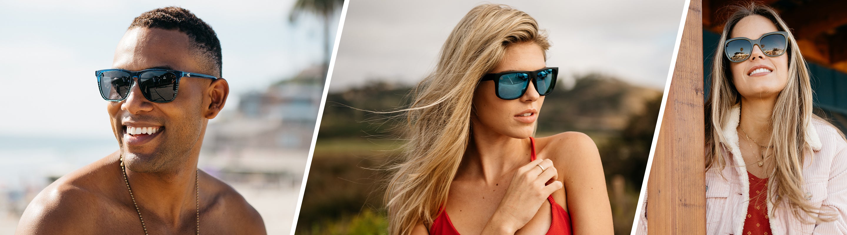 Two Women and a Man wearing Knockaround Sunglasses