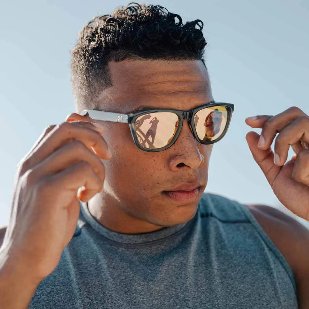 Men wearing Jelly Grey / Peach Premiums Sport Sunglasses