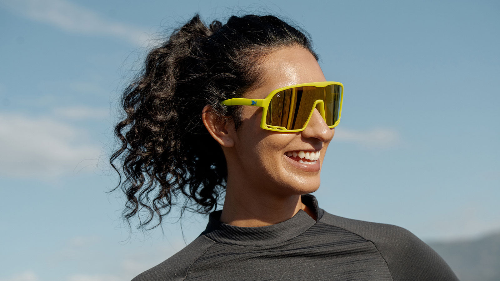 Sport Sunglasses with Neon Yellow Frames and Yellow Lenses, Model