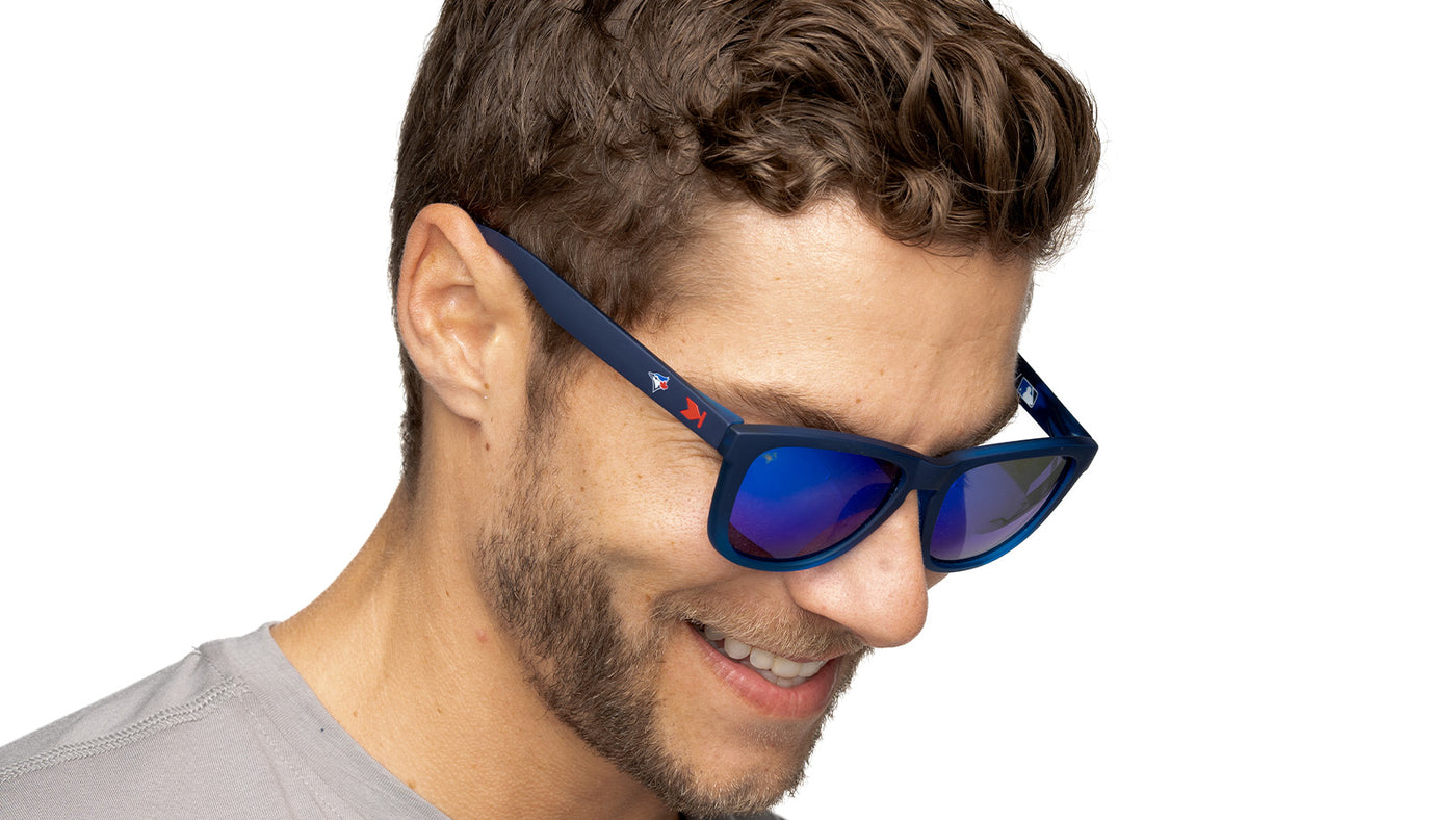 Man wearing MLB Toronto Blue Jays Sunglasses