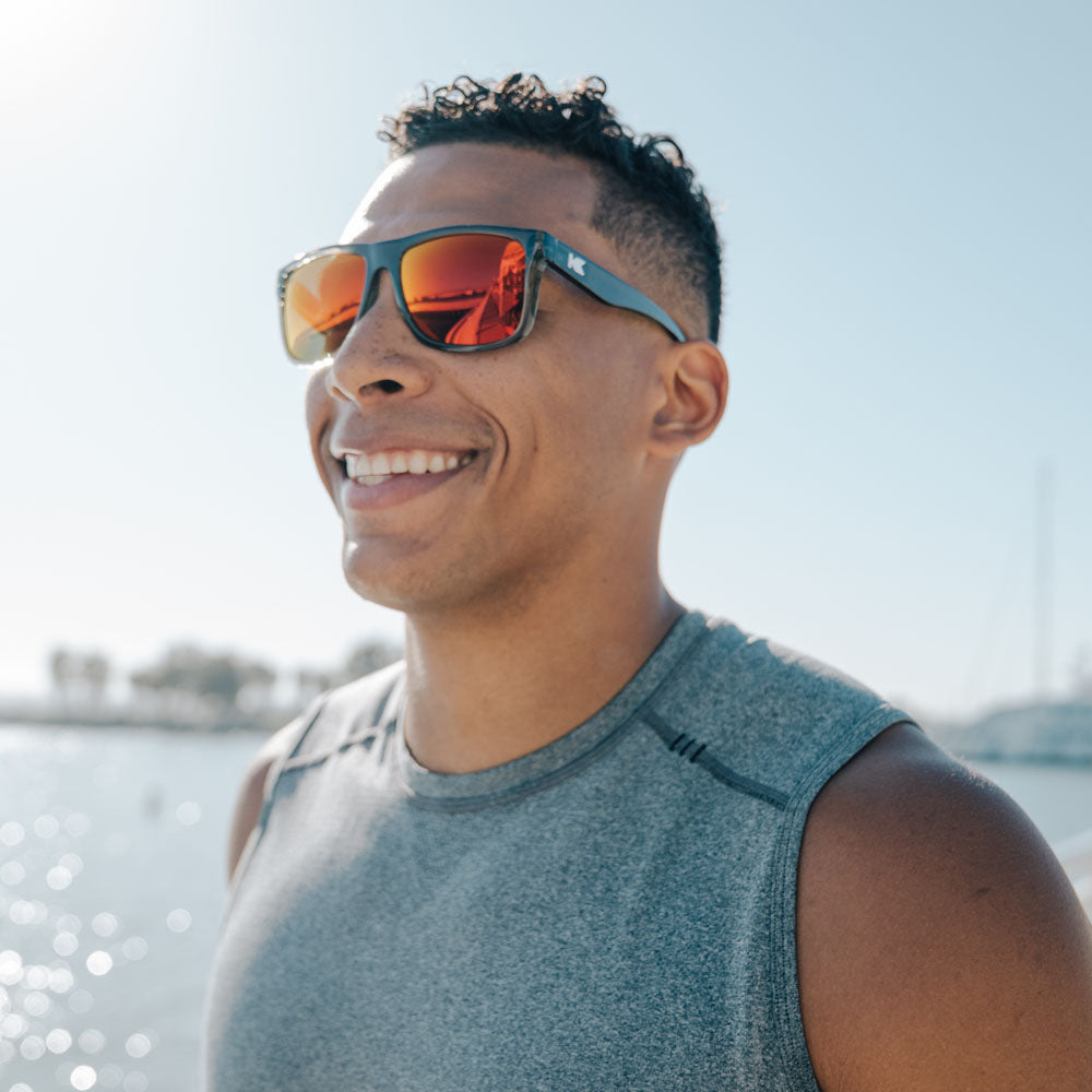 Men wearing Clear Grey / Red Sunset Torrey Pines Sport Sunglasses