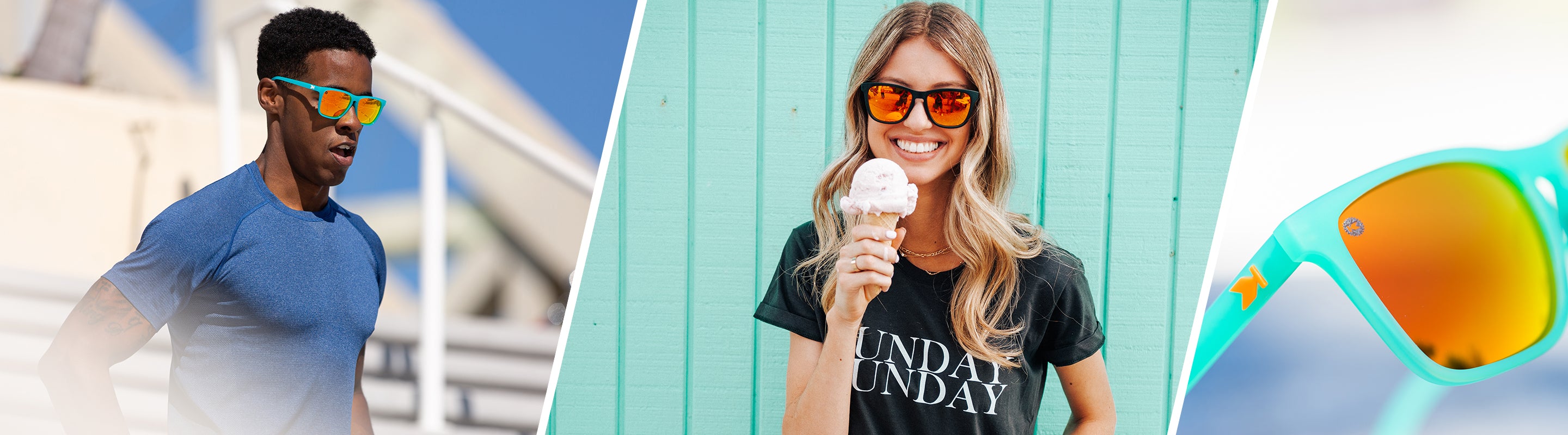 Man and woman wearing Knockaround sunglasses