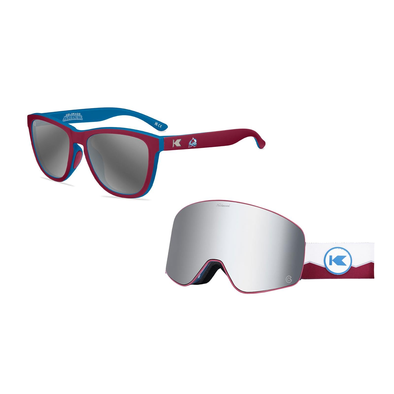 Colorado Avalanche Premiums Sports Sunglasses and Slingshots Snow Goggles Bundle, Flyover