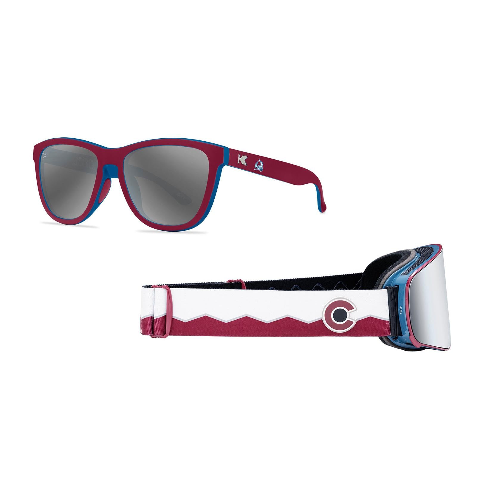 Colorado Avalanche Premiums Sports Sunglasses and Slingshots Snow Goggles Bundle, Threequarter