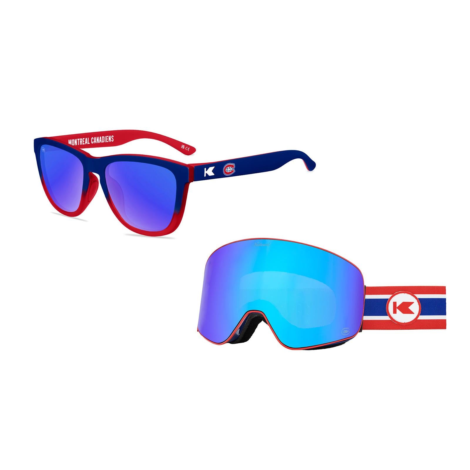 Montreal Canadiens Premiums Sports Sunglasses and Slingshots Snow Goggles Bundle, Flyover