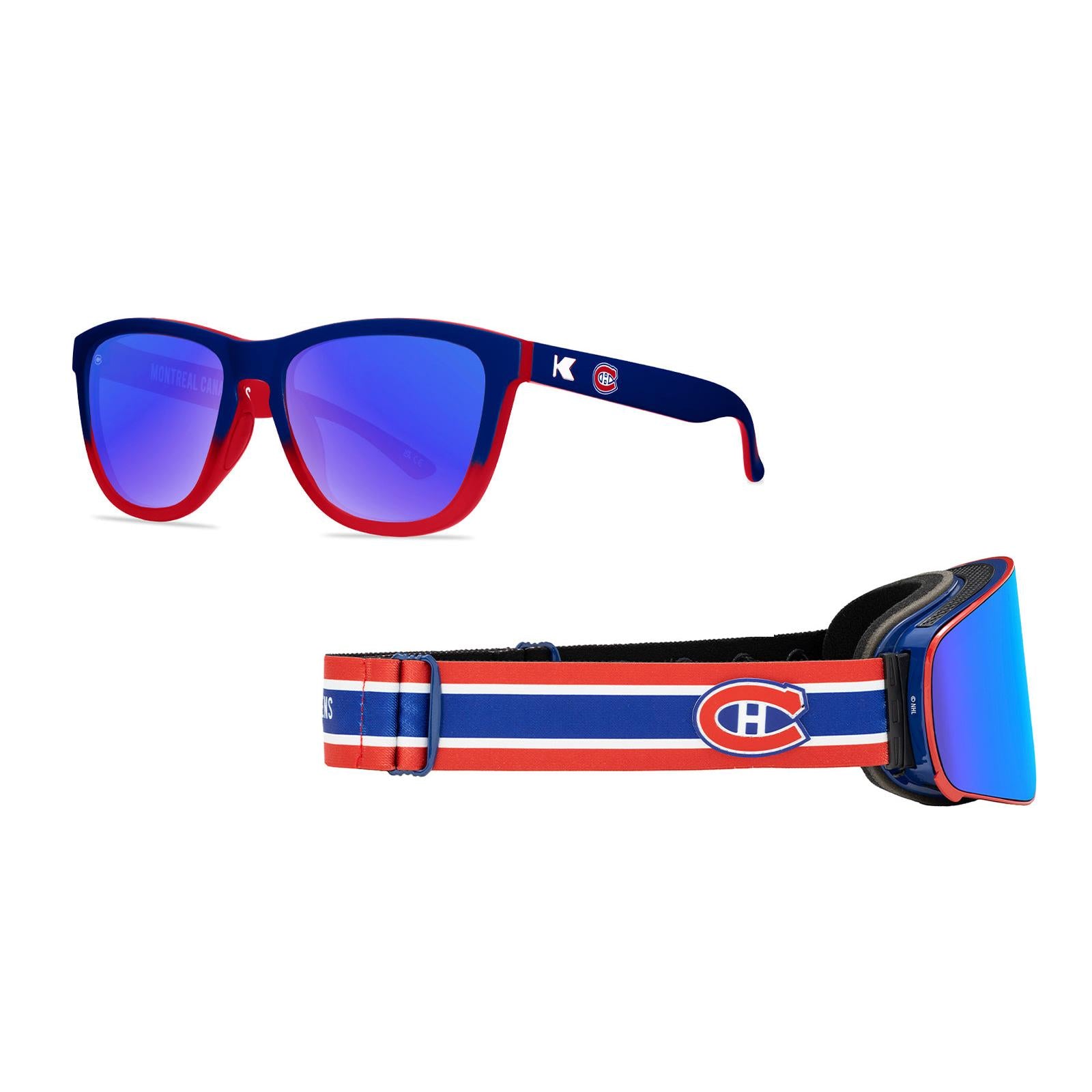 Montreal Canadiens Premiums Sports Sunglasses and Slingshots Snow Goggles Bundle, Threequarter