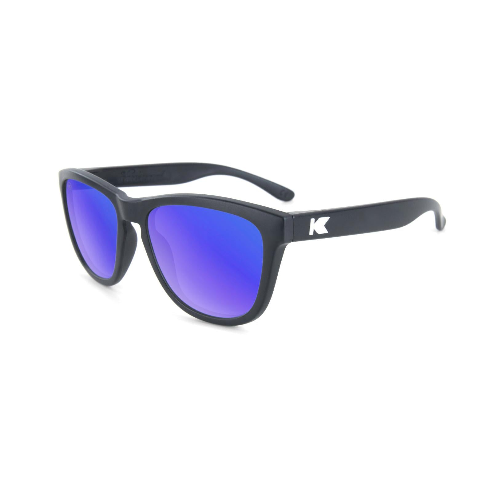 Knockaround Kids Sunglasses Black Frames with Blue Moonshine Lenses, Flyover