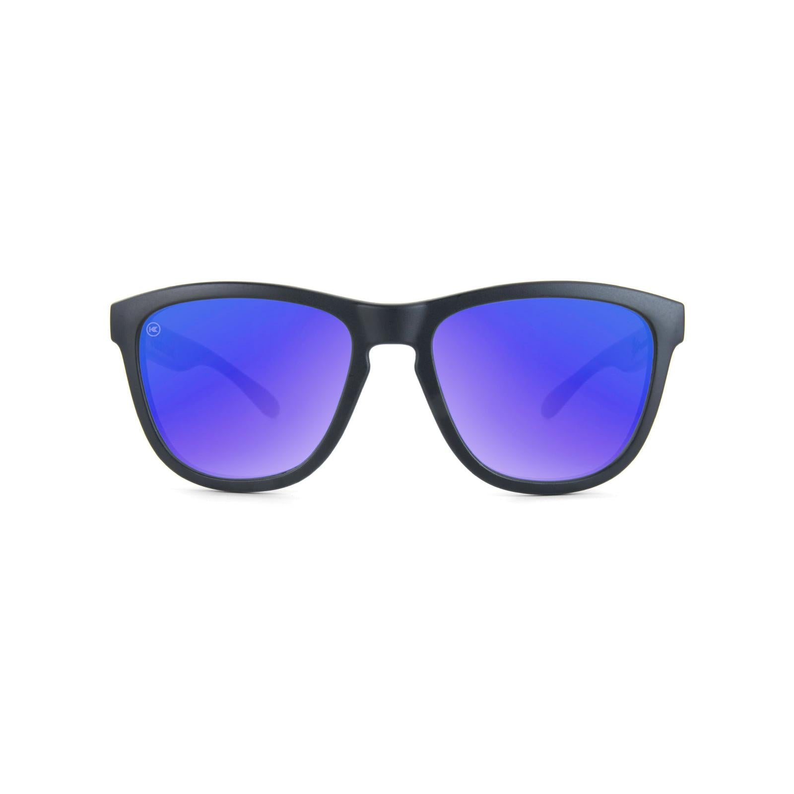Knockaround Kids Sunglasses Black Frames with Blue Moonshine Lenses, Front