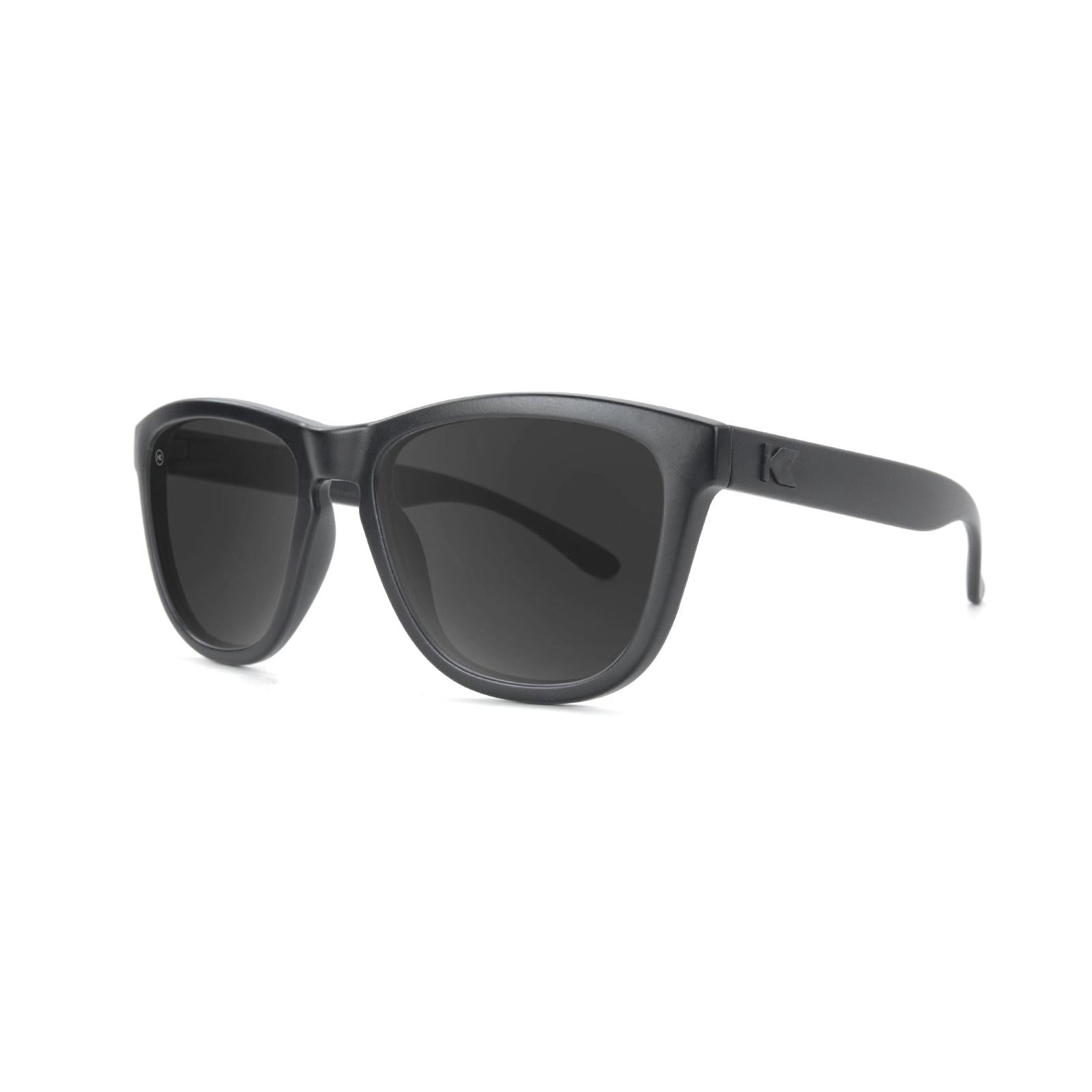 Kid Sunglasses with Matte Black Frame and Polarized Black Smoke Lenses, Threequarter