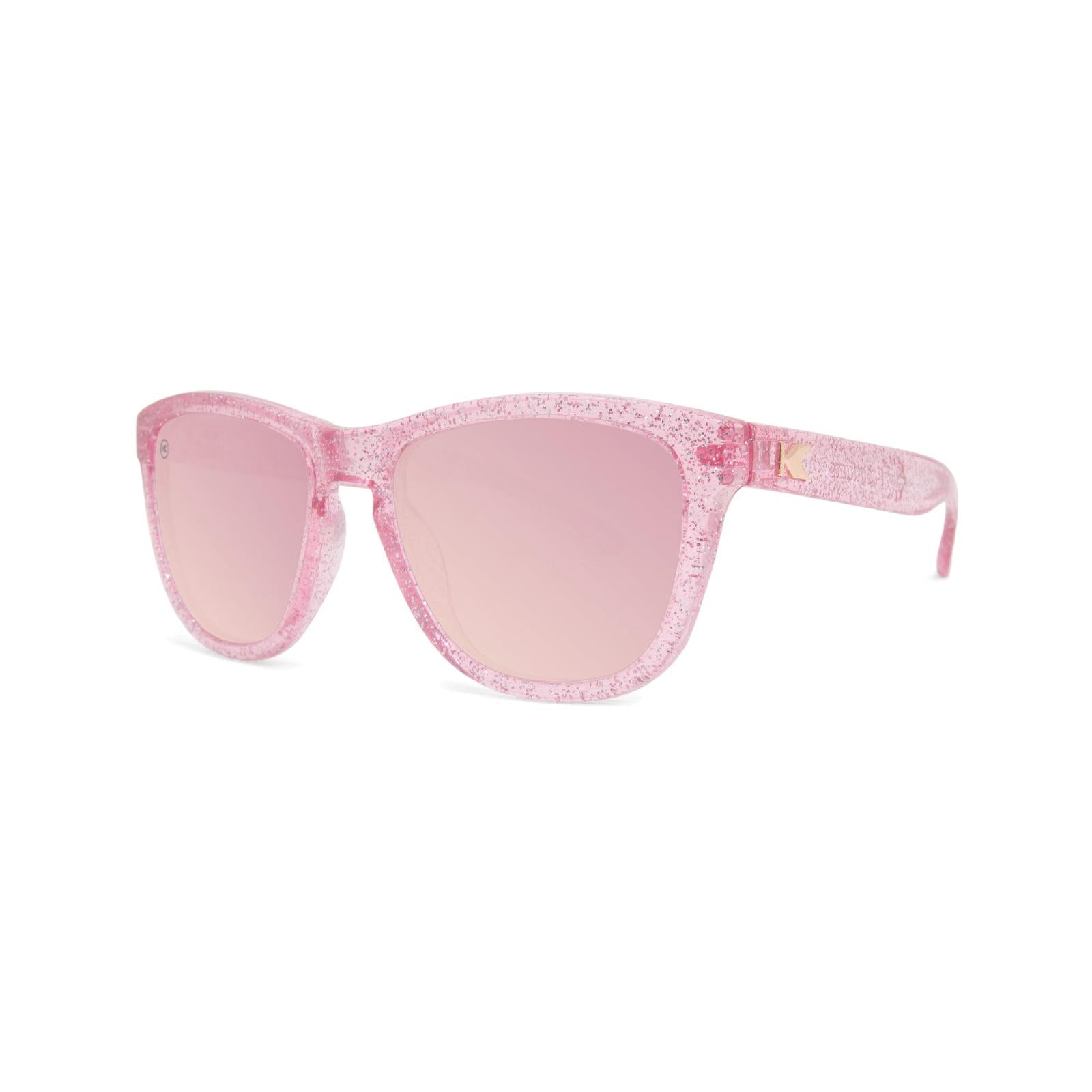 Kids Sunglasses with Pink Sparkle Frame and Pink Lenses, Threequarter