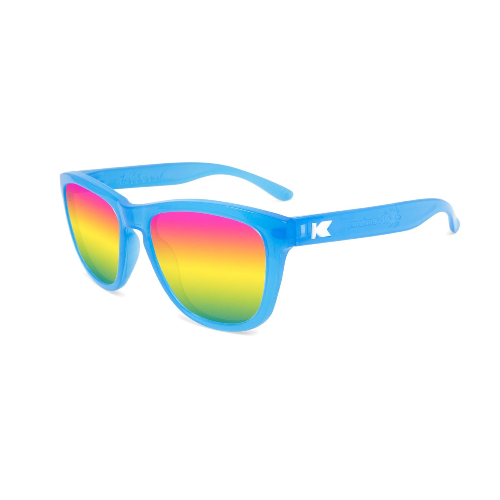 Kids Sunglasses with Glossy Blue Frame and Rainbow Lenses, Flyover