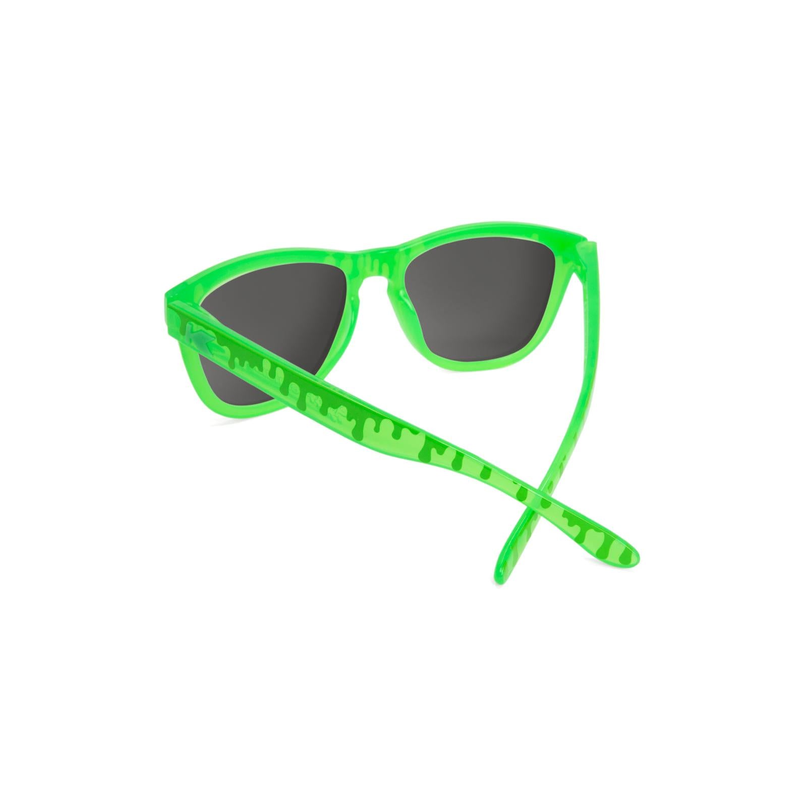 Kids Sunglasses with Glossy Green Frame and Green Lenses, Back
