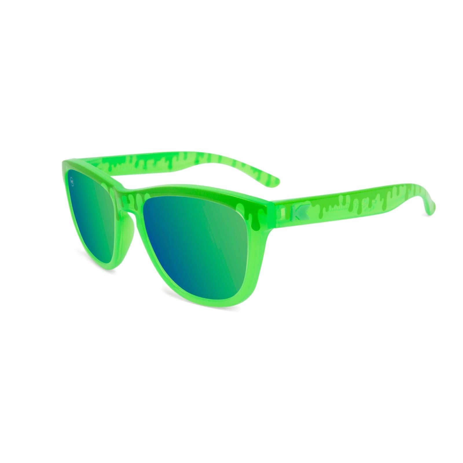 Kids Sunglasses with Glossy Green Frame and Green Lenses, Flyover