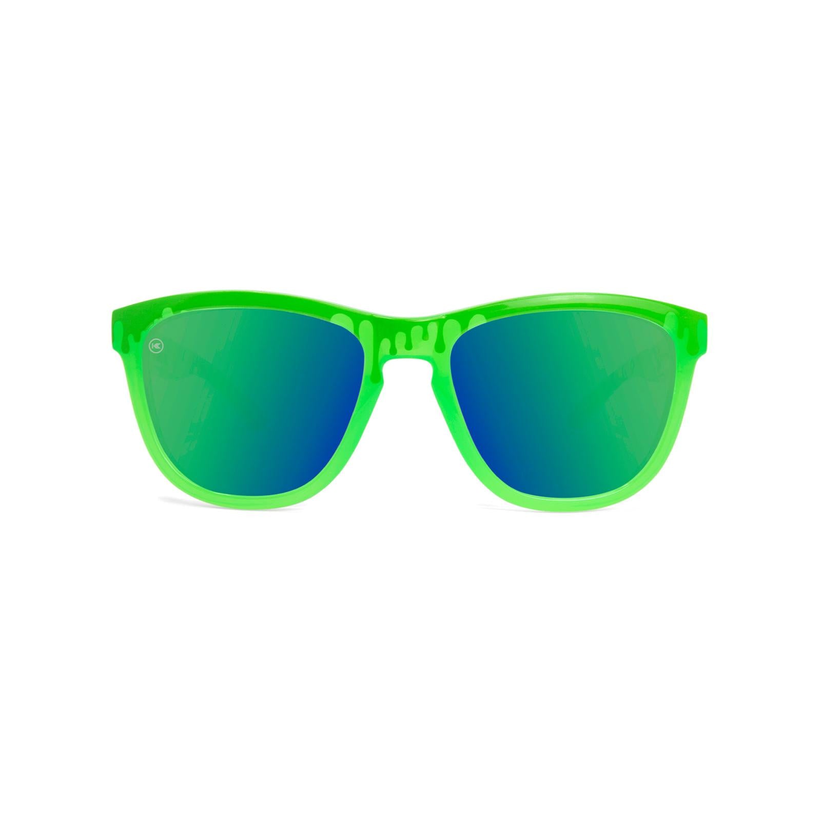 Kids Sunglasses with Glossy Green Frame and Green Lenses, Front