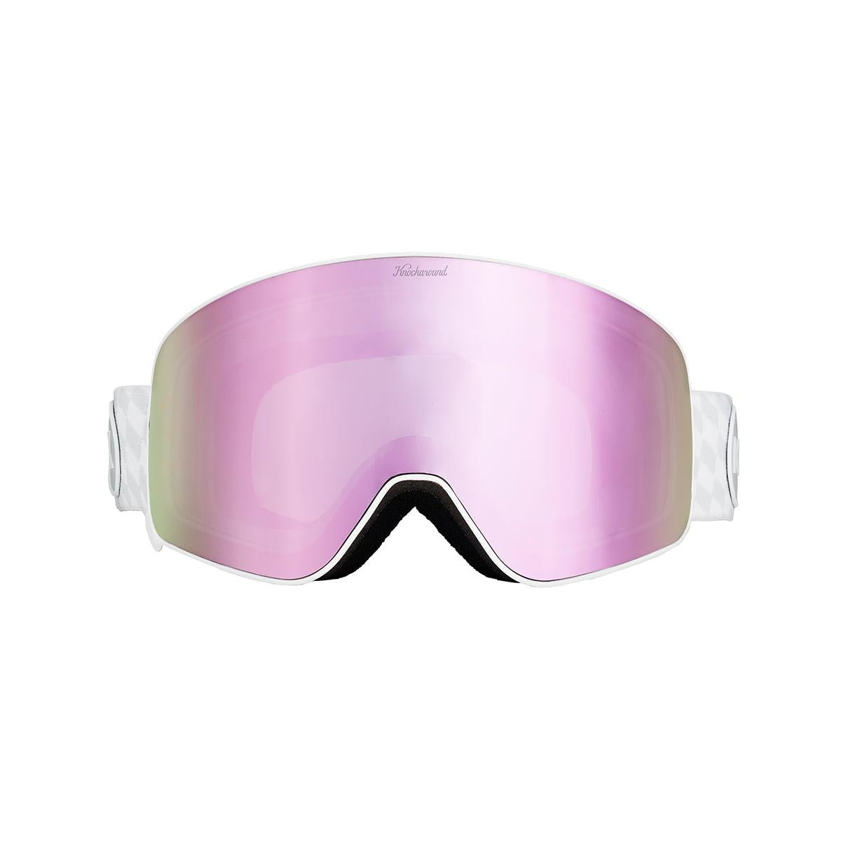 Knockaround Snow Goggles With Lilac Lens and White Strap, Front
