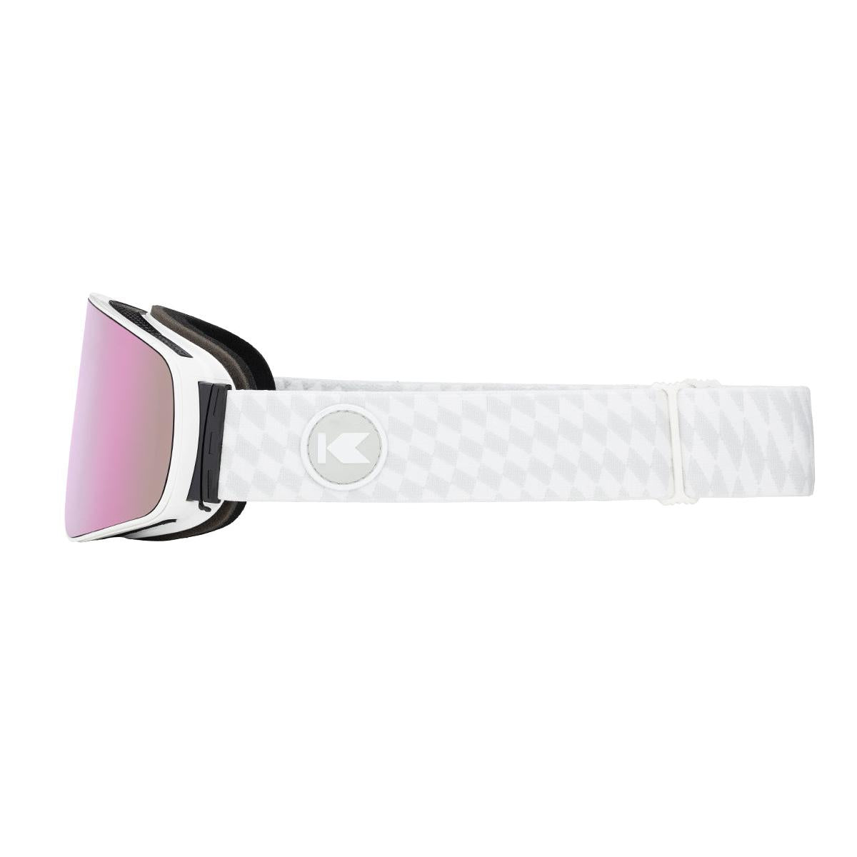 Knockaround Snow Goggles With Lilac Lens and White Strap, Side