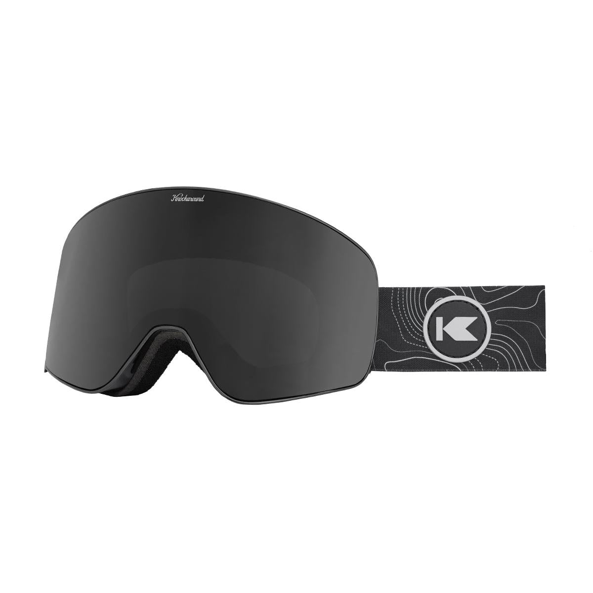 Knockaround Snow Goggles With Black Lens and Black Strap, Threequarter