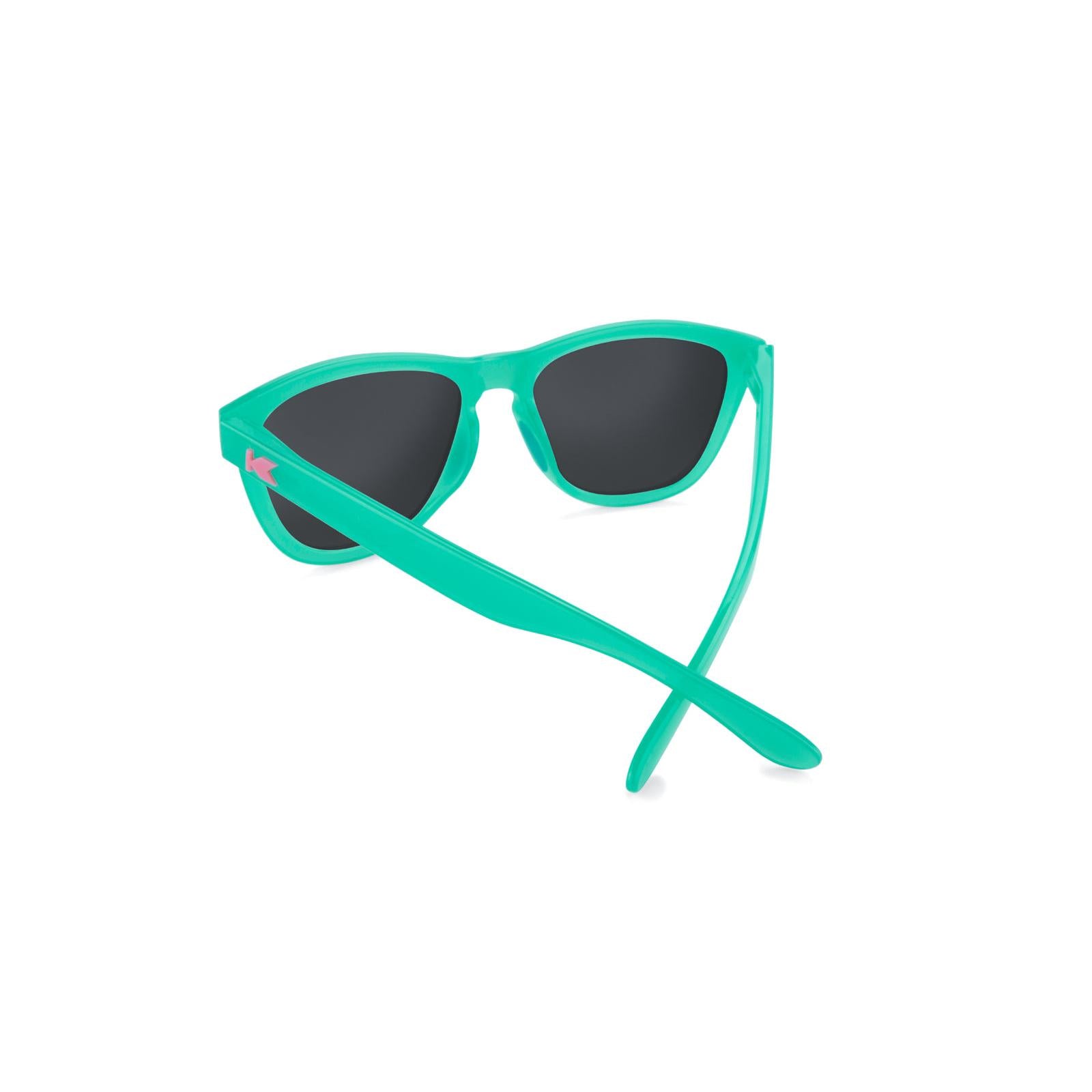 Sport Sunglasses with Aquamarine Frame and Polarized Fuchsia Lenses,  Back