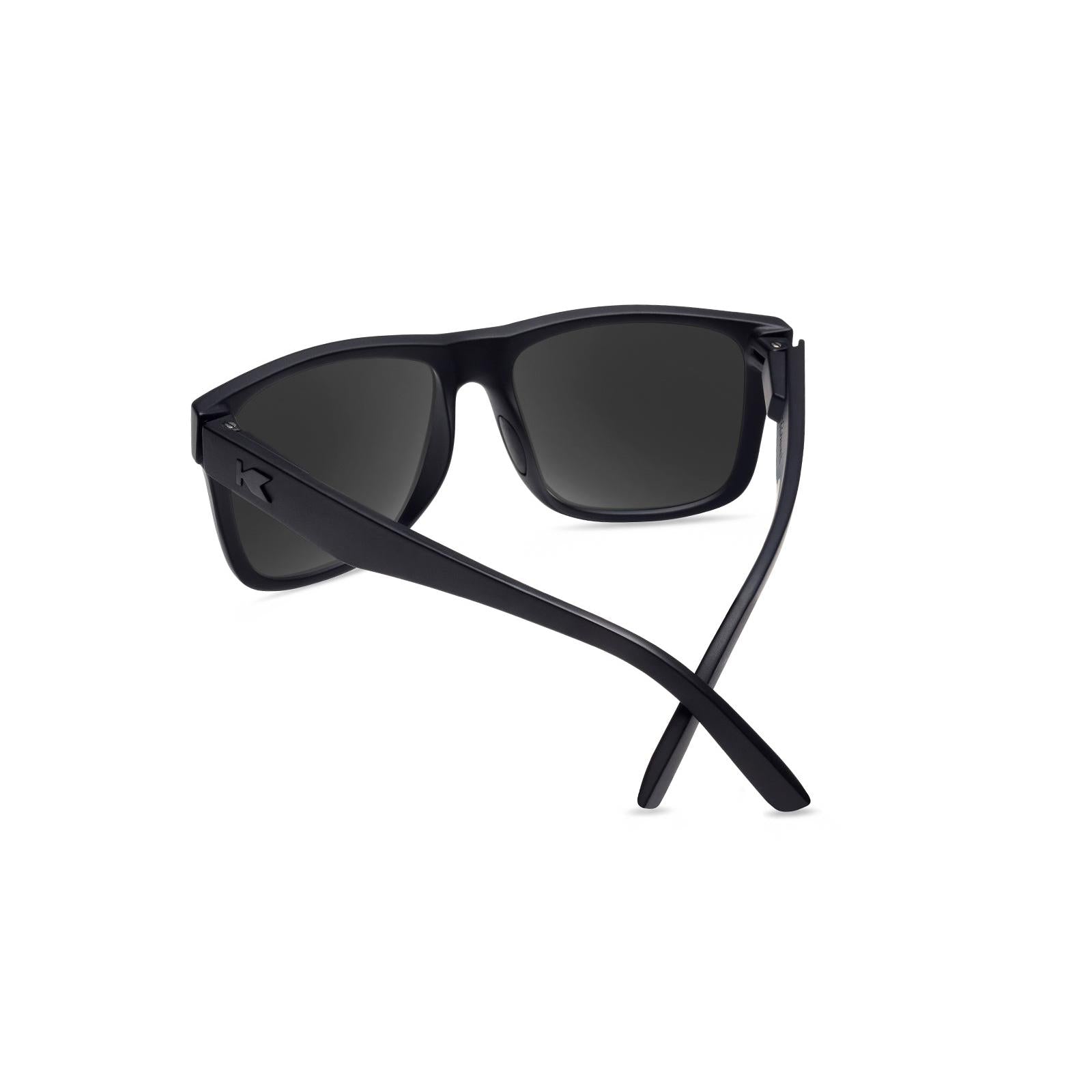Sunglasses with Matte Black Frames and Polarized Black Smoke Lenses, Back